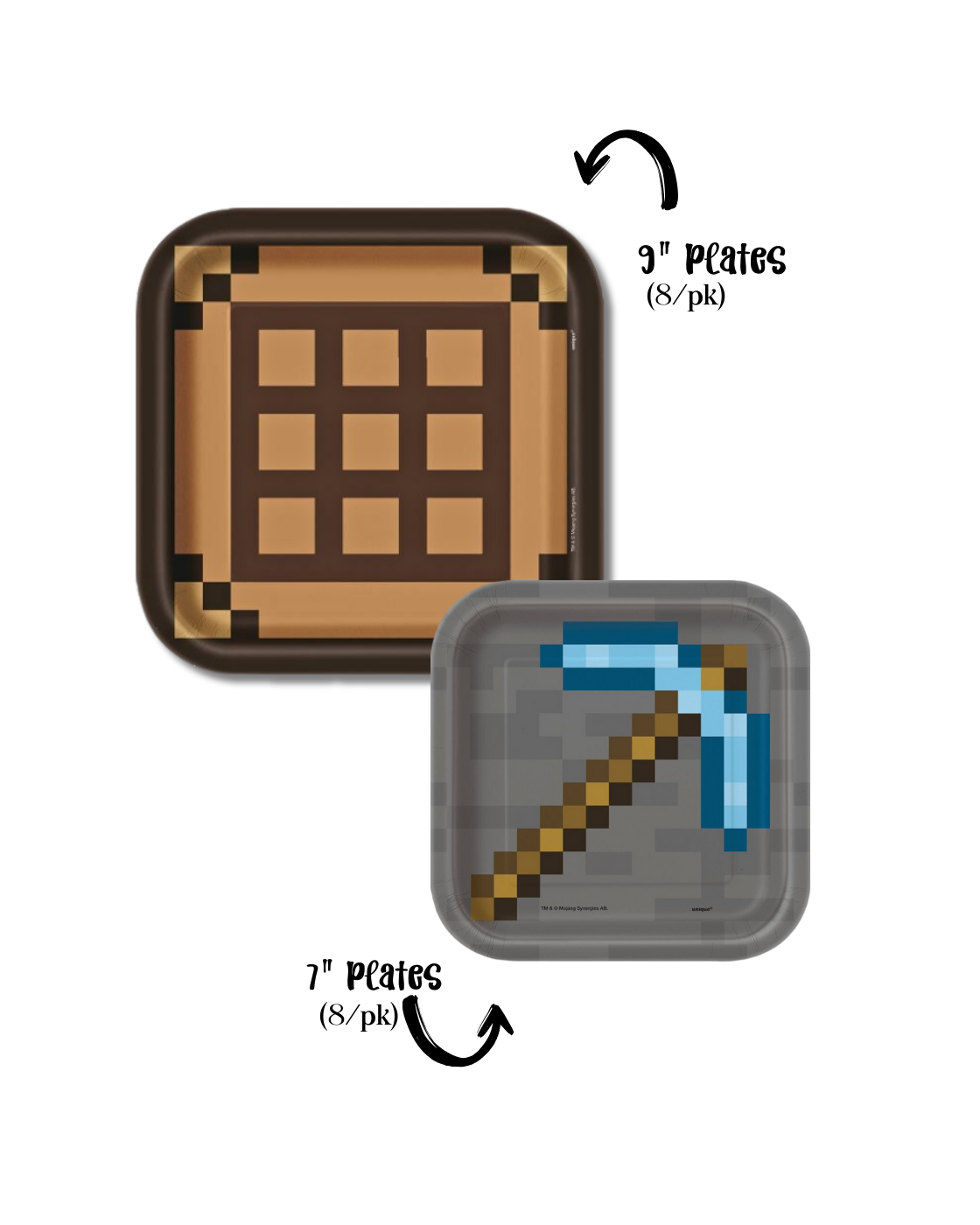 MINECRAFT SQUARE DESSERT PLATES