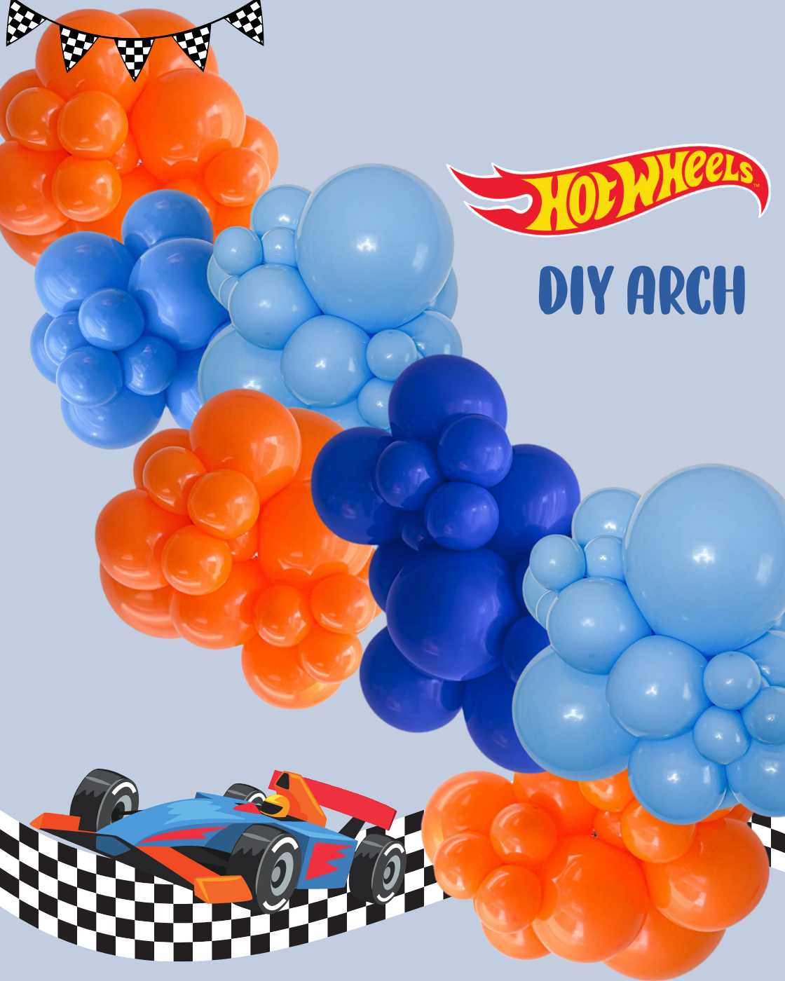 Hot Wheels Balloon Arch Kit – Race Car Birthday Party Decorations