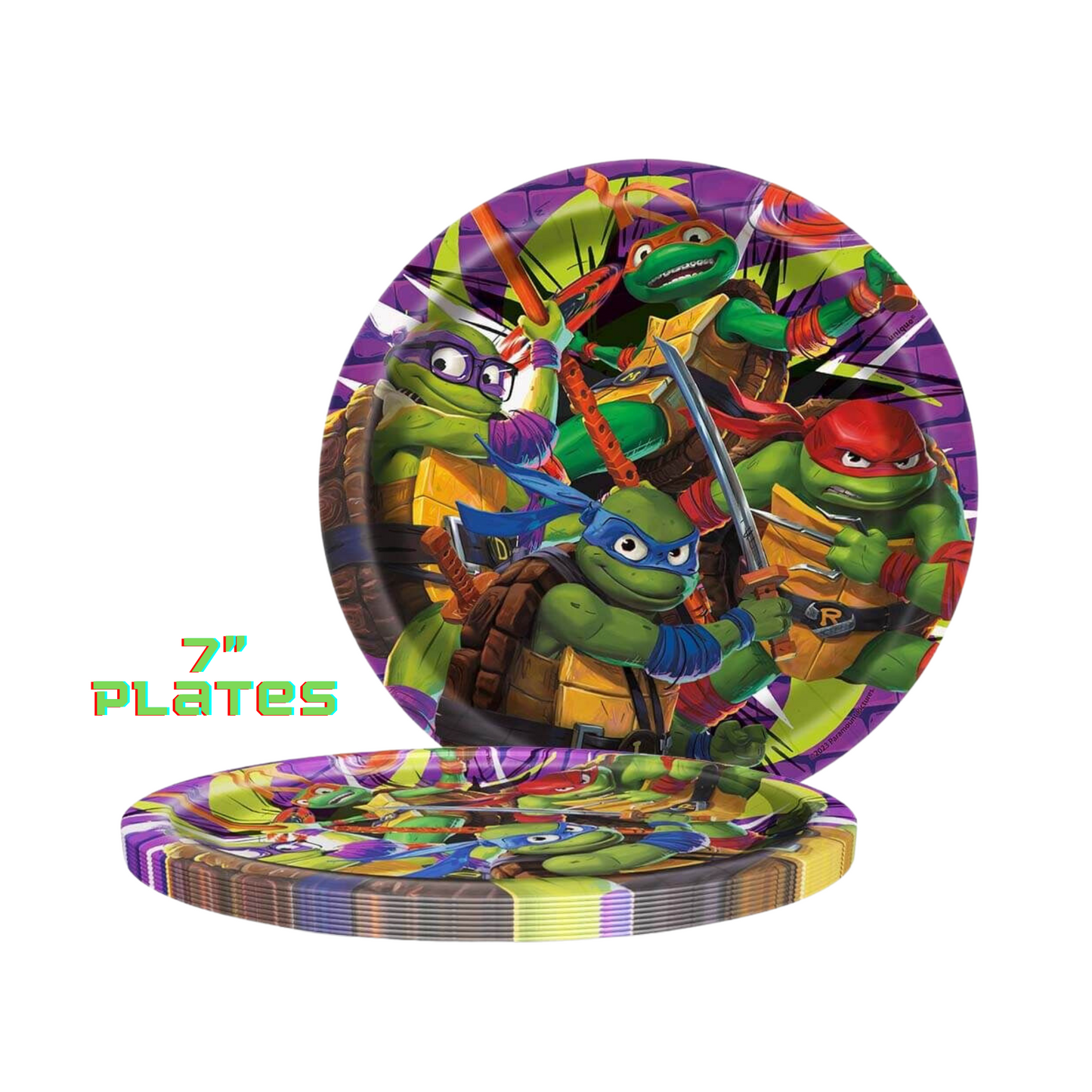 7 inch TMNT MUTANT MAYHEM ROUND DESSERT PLATES (8 PK)