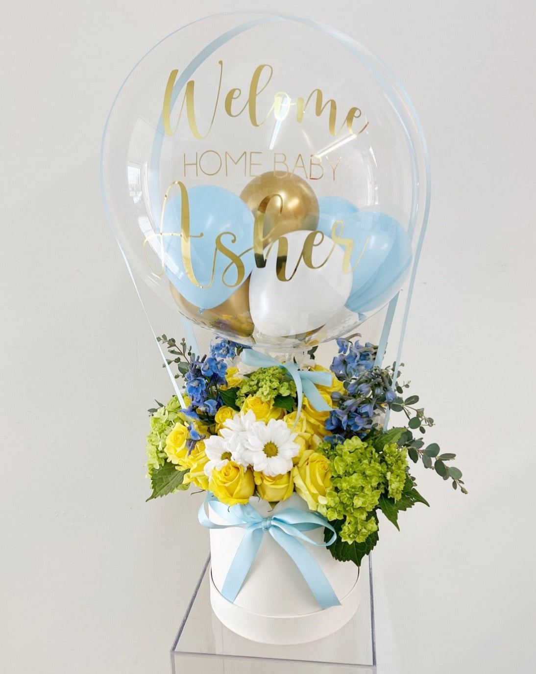 Welcome Baby Boy Flower Arrangement