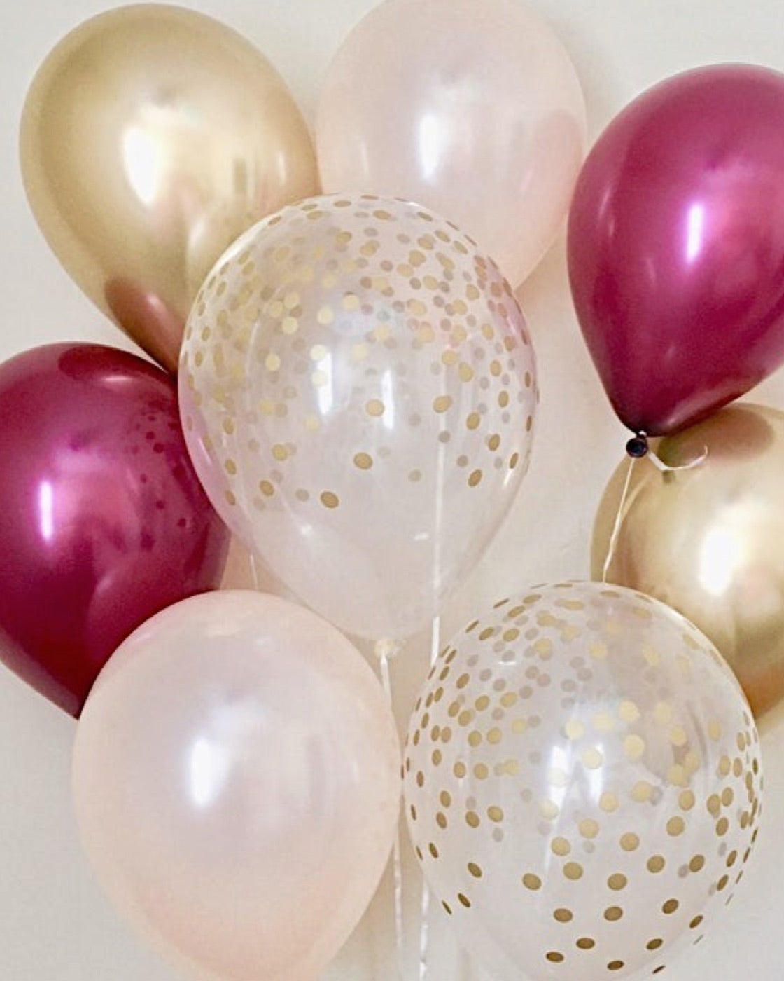 Burgundy and Gold Dots Balloon Bundle