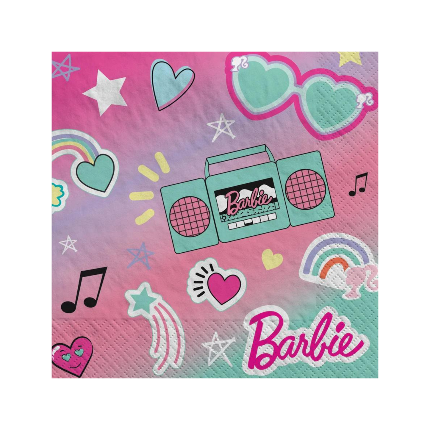 Dream Together Barbie Logo Rainbow Hearts Luncheon Paper Napkins Birthday Party Tableware Decorations Supplies