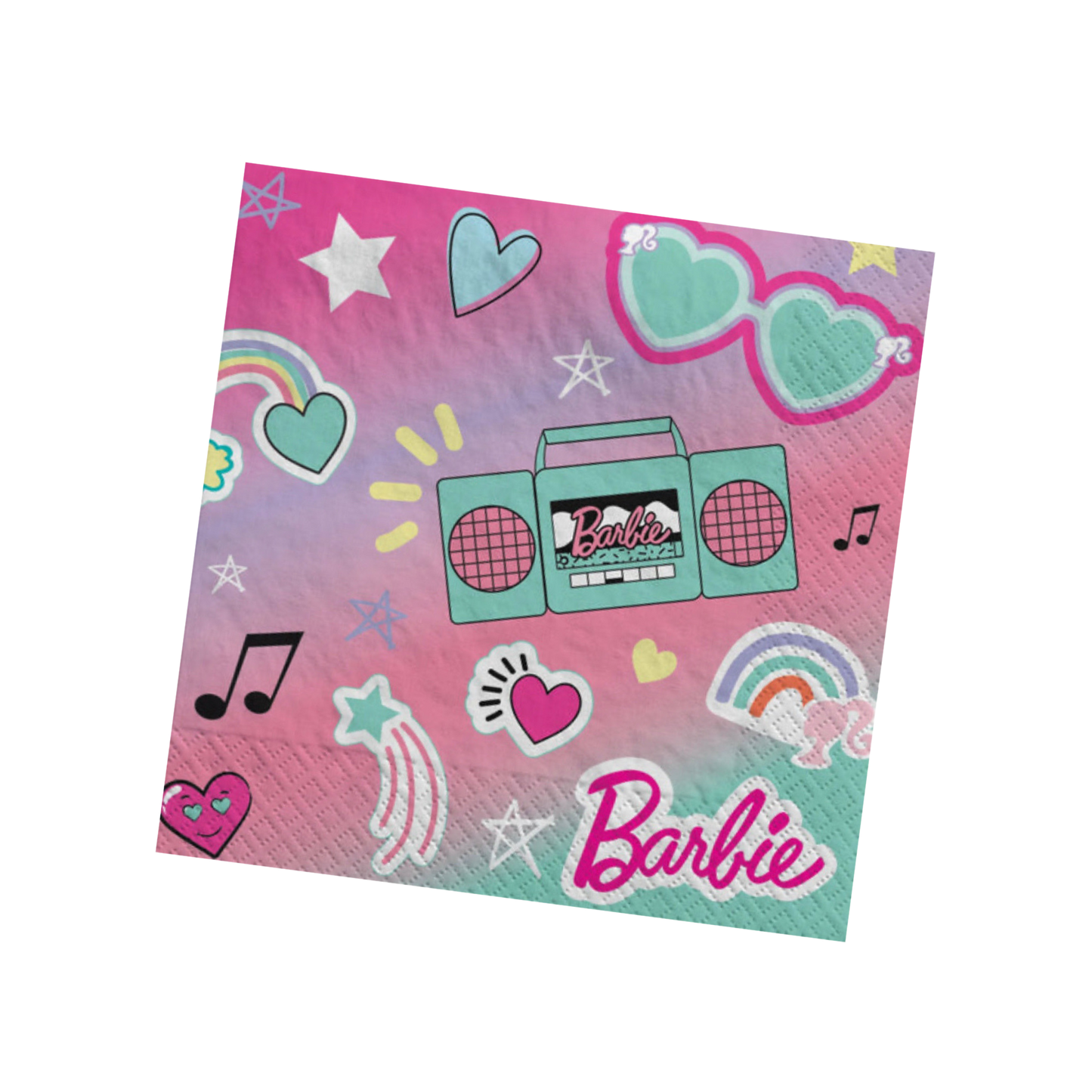 Dream Together Barbie Logo Rainbow Hearts Luncheon Paper Napkins Birthday Party Tableware Decorations Supplies