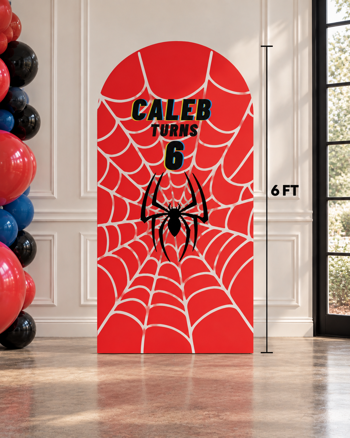 Personalized Superhero Birthday Backdrop Set | 6 FT & 4 FT Coroplast Arch Panels | Custom Name & Age Party Decor