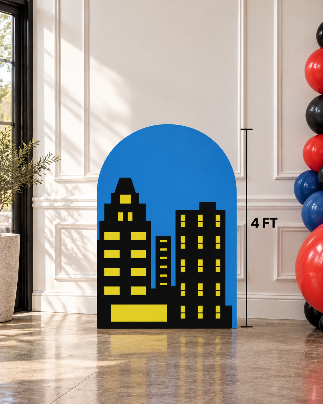 Personalized Superhero Birthday Backdrop Set | 6 FT & 4 FT Coroplast Arch Panels | Custom Name & Age Party Decor