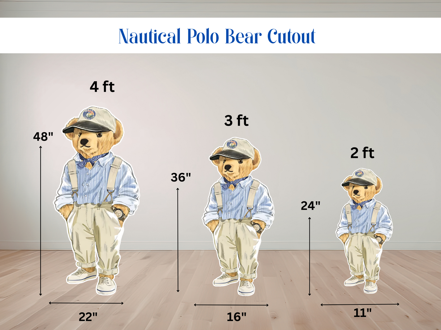 Nautical Bear Cutout Prop, Ralph Lauren Polo Bear Coroplast Prop