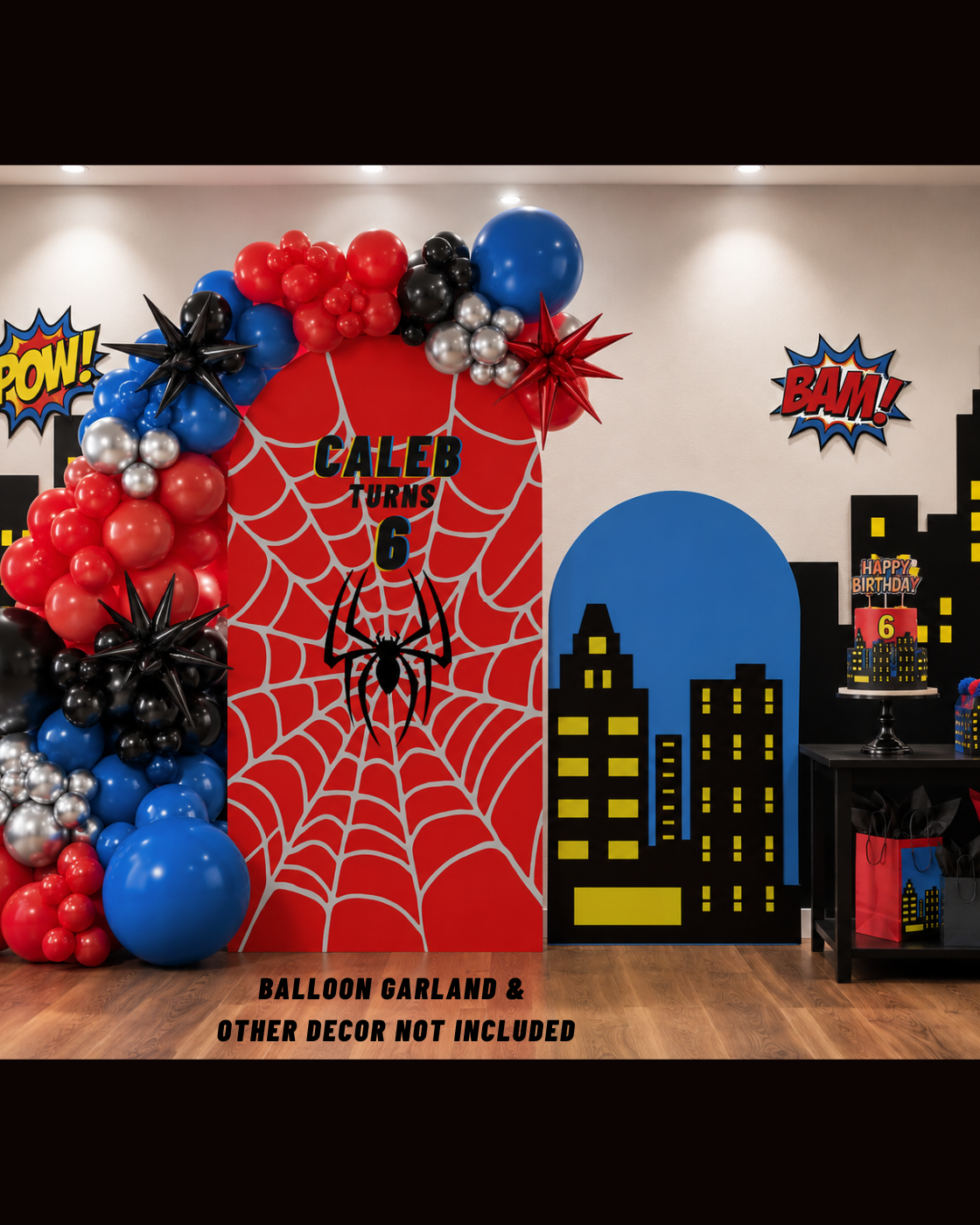 Personalized Superhero Birthday Backdrop Set | 6 FT & 4 FT Coroplast Arch Panels | Custom Name & Age Party Decor