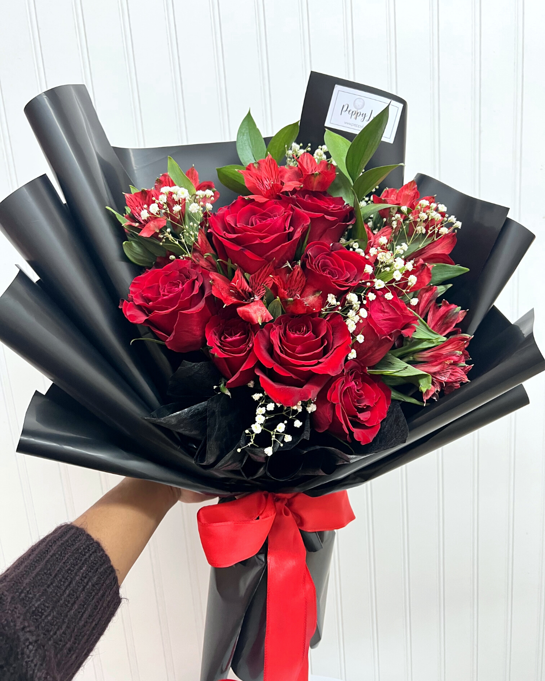 Luxe Red & Black Flower Bouquet