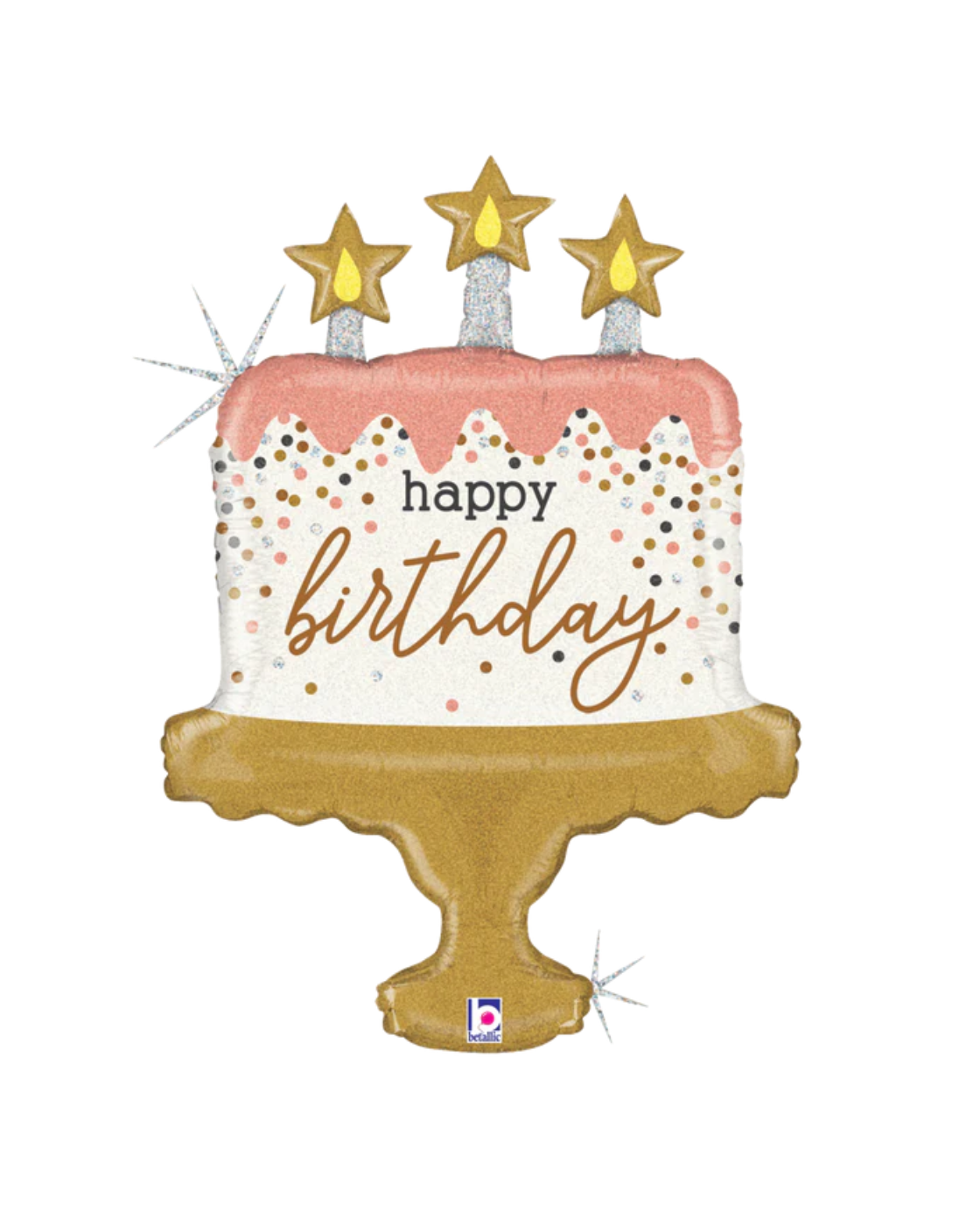 Happy Birthday Rose Gold Confetti Cake 32″ Balloon