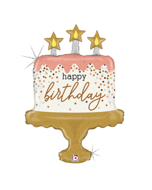 Happy Birthday Rose Gold Confetti Cake 32″ Balloon
