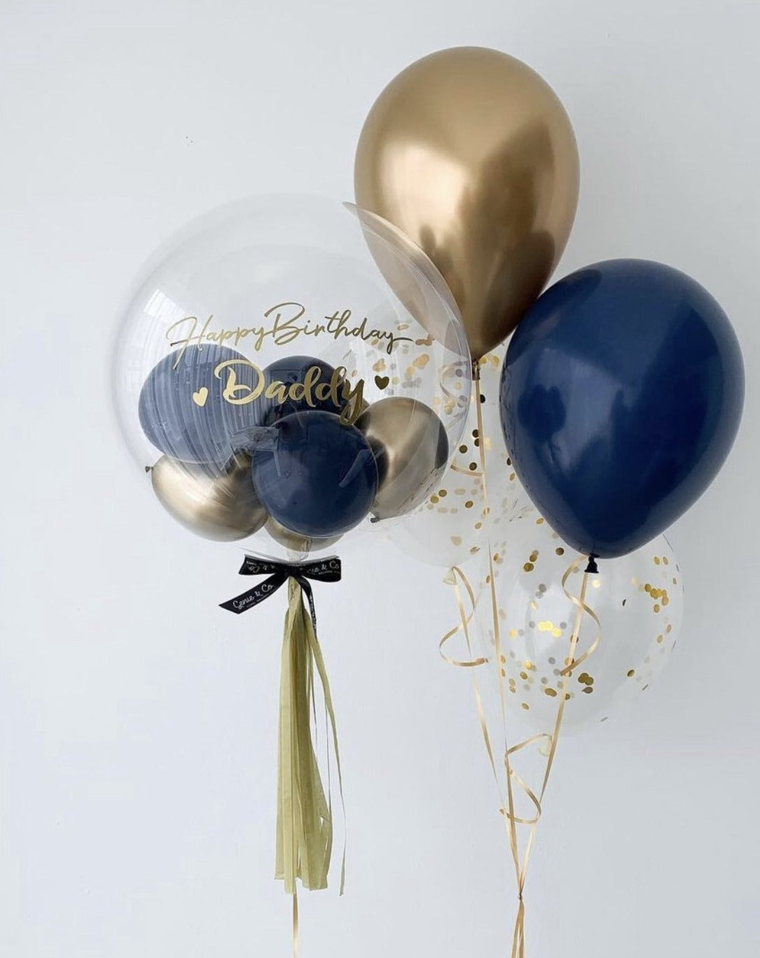 Navy & Gold Bubble Balloon Set