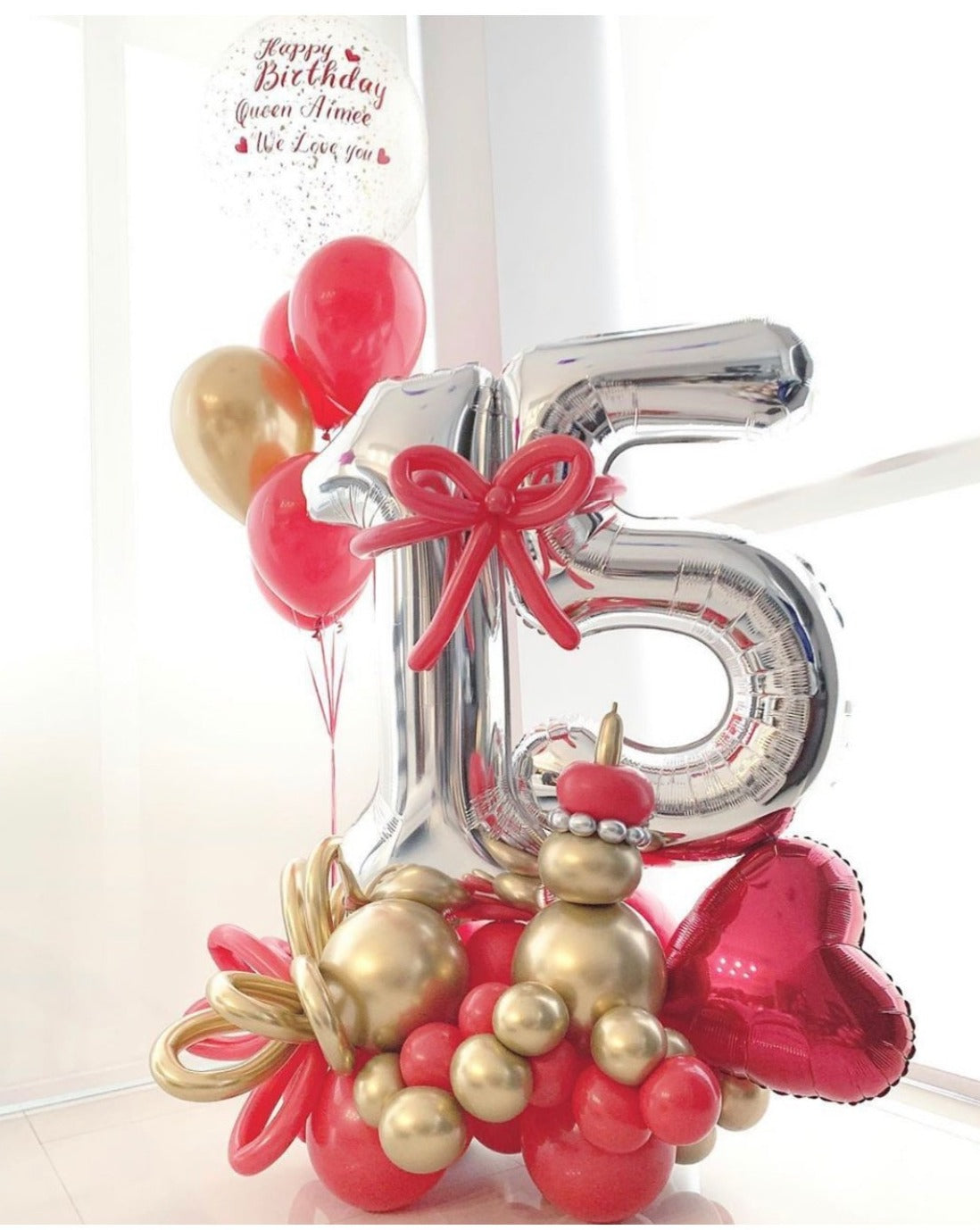 Red and Gold Balloon Bouquet