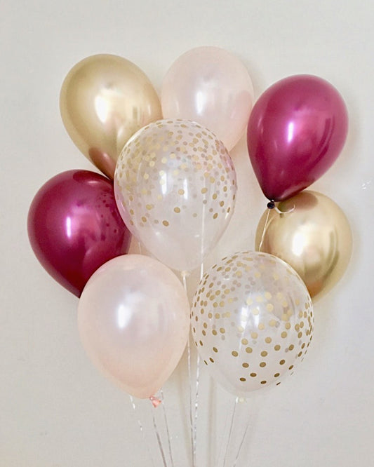 Burgundy and Gold Dots Balloon Bundle