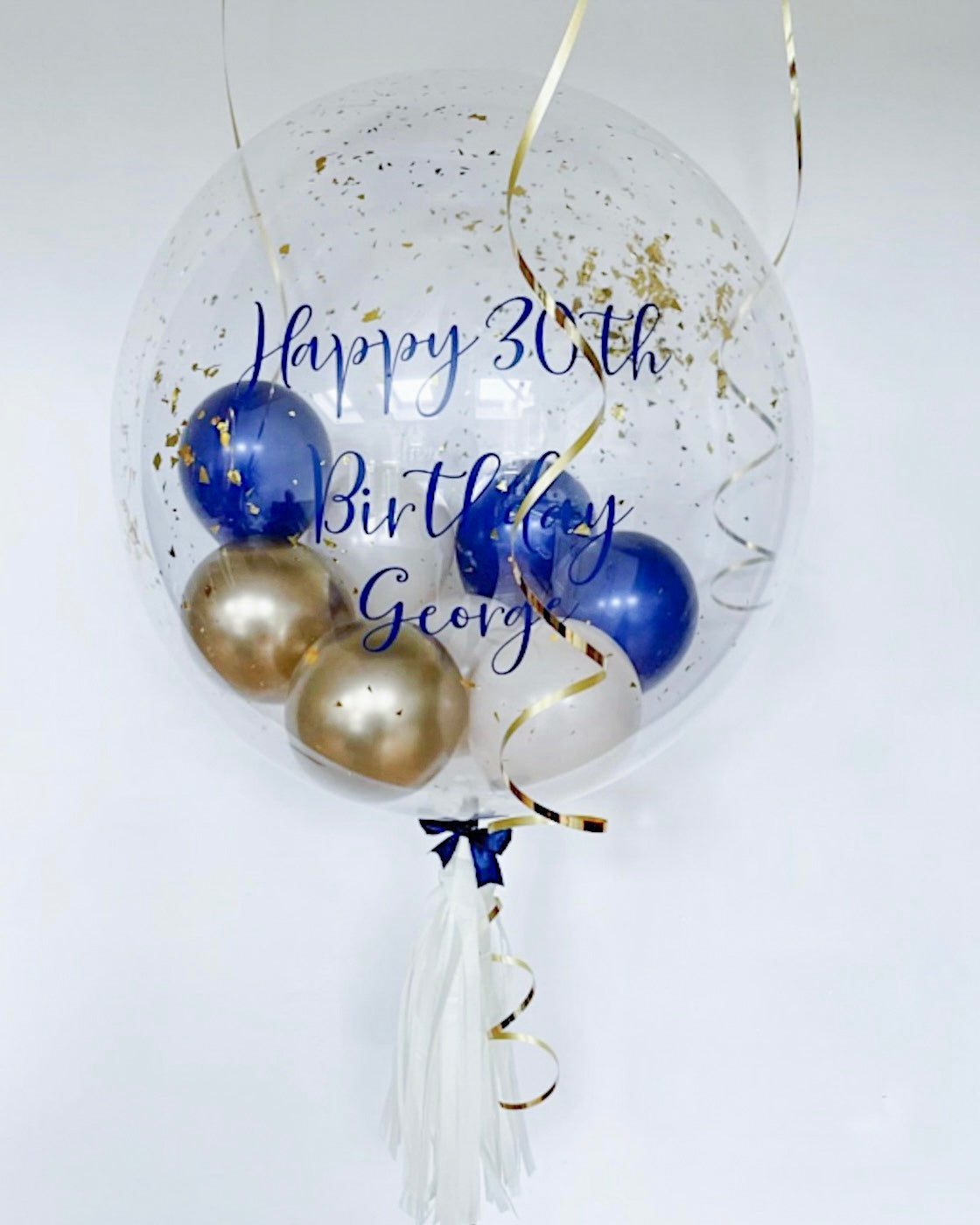 Blue and Gold Bubble Balloon