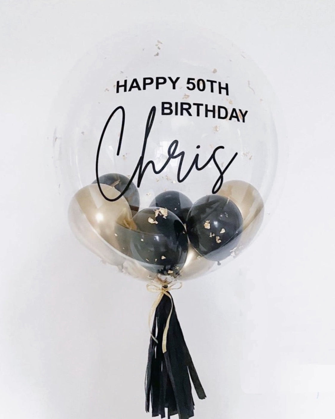 Black and Gold Speckled Bubble Balloon