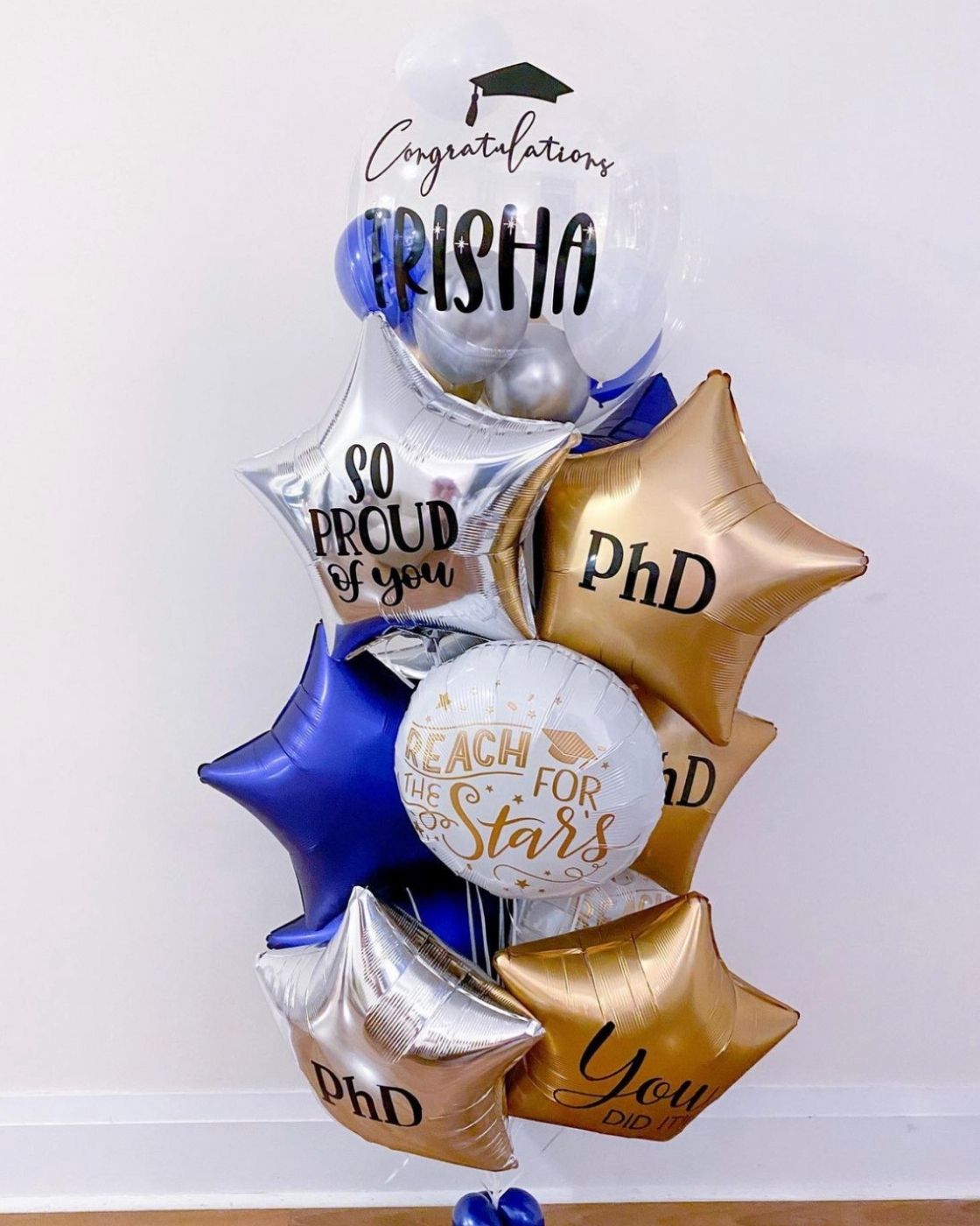 Personalized Stars Grad Helium Balloon Bundle