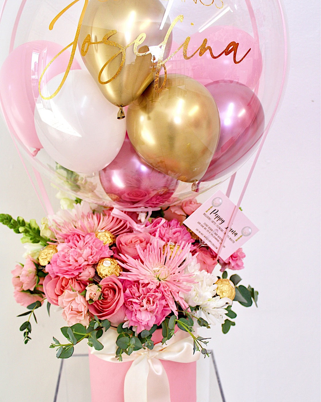 Pink Hot Air Balloon & Chocolate Arrangement