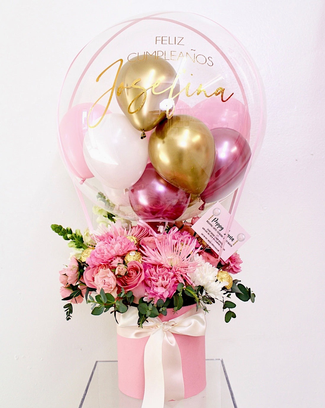 Pink Hot Air Balloon & Chocolate Arrangement