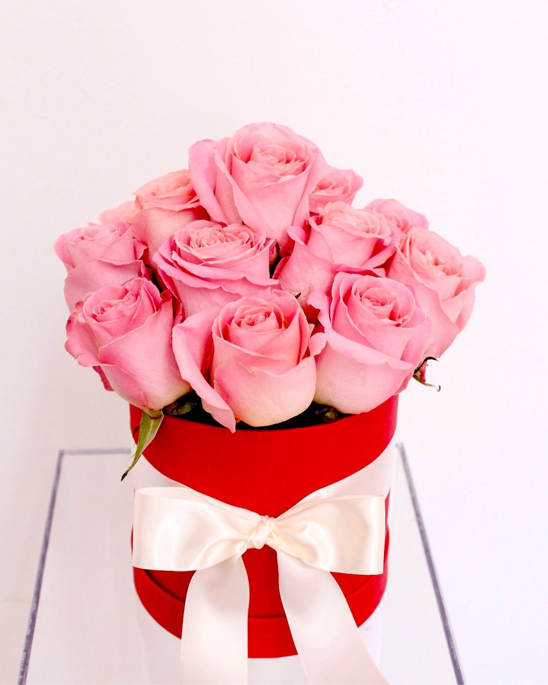 Red & Pink Rose Flower Box