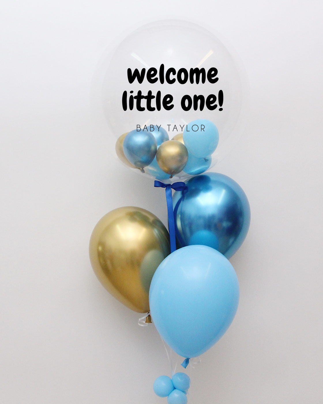 Shades of Blue and Gold Personalized Bubble Balloon Bundle